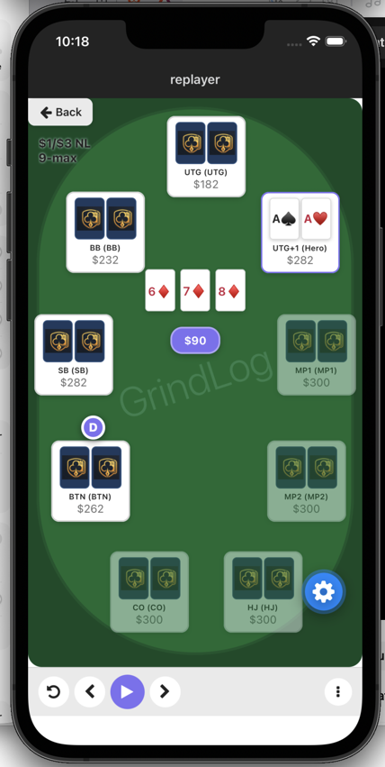 Hand replayer interface